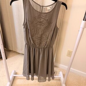 H&M Taupe Embroidered Sleeveless Top